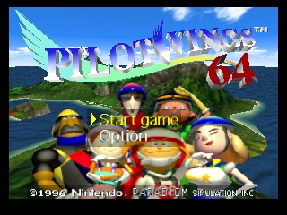 Pilotwings 64 title screen for Nintendo 64